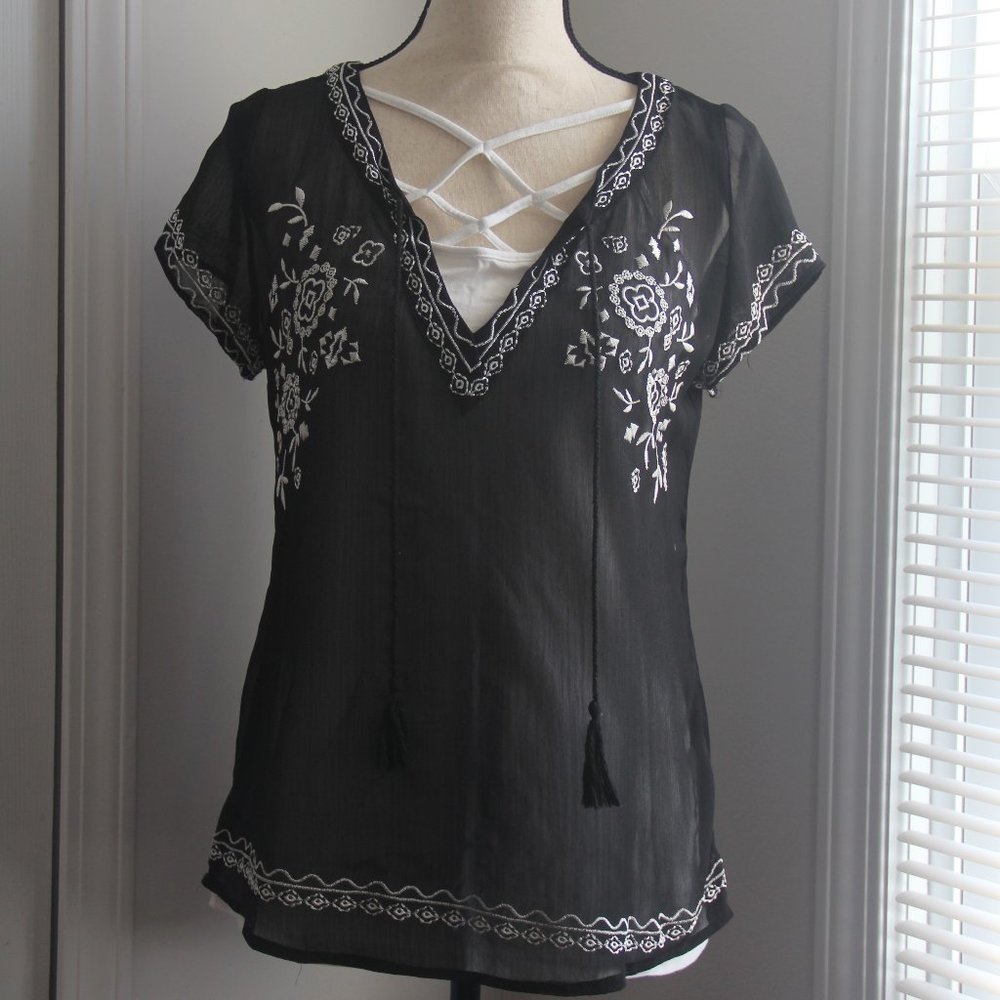 Maurices | Black Chiffon Fashion Top